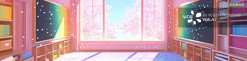 【AI数字艺术】活力开学季抽象设计樱花校园生活插画返校清新粉色调凸显教育扁平风格海报呈现春季学期图片素材