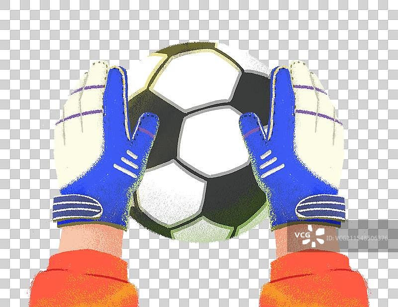戴手套双手接住足球图片素材