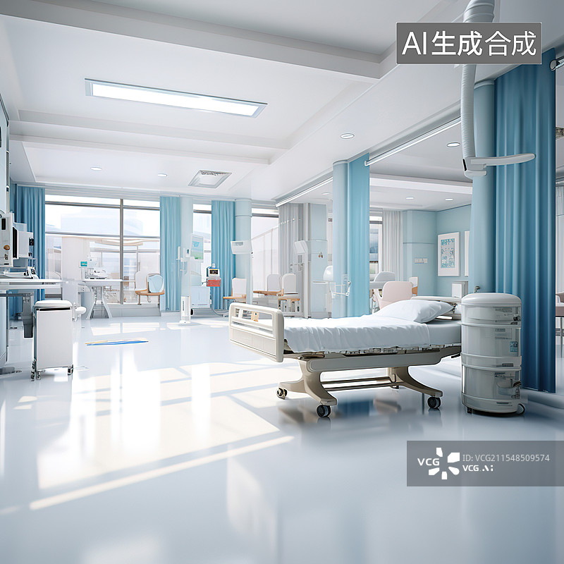 【AI数字艺术】现代医院病房和病床插图图片素材