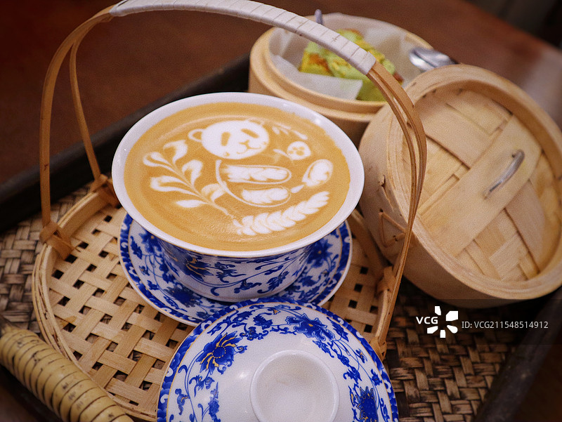 艺术咖啡，熊猫拉花图片素材