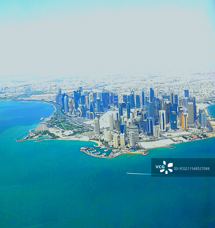 空中俯瞰：多哈城卡塔尔-多哈城图片素材