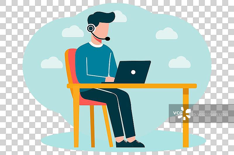 在线电子远程工作的扁平化技术图片素材