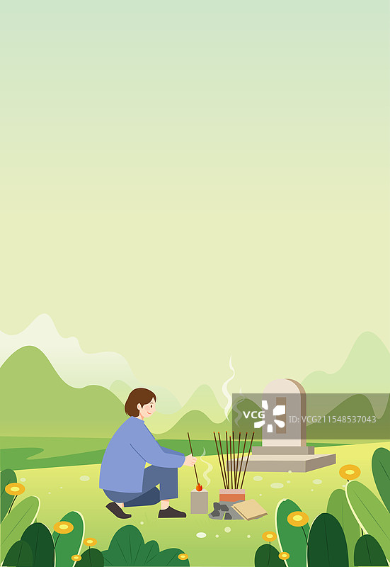 清明清明节祭祖扫墓传统节日矢量插画图片素材