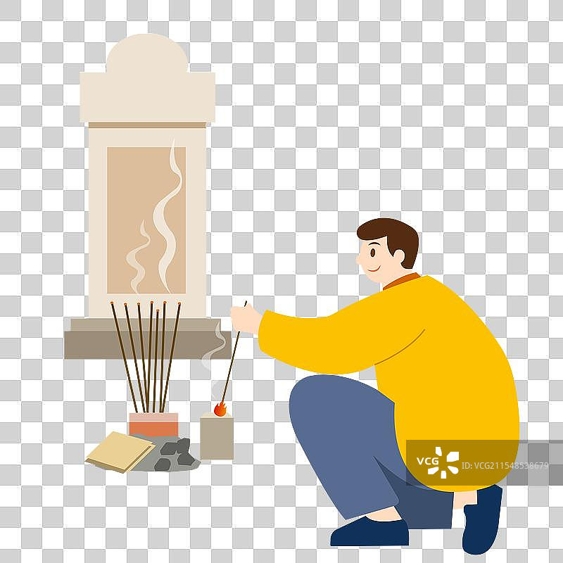 清明节祭祖扫墓传统节日人物矢量元素图片素材