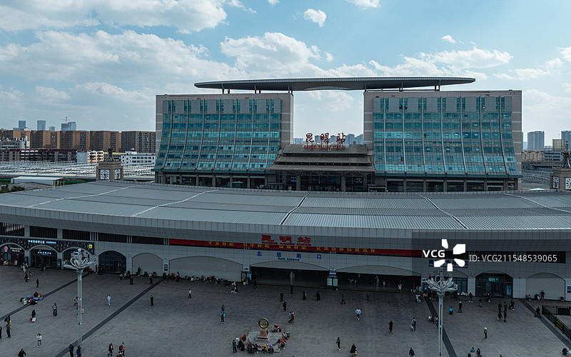昆明站外景航拍图片素材