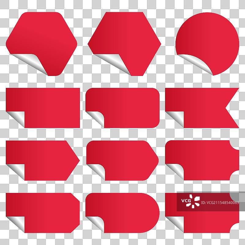 一组红色价格销售折扣票徽章图片素材