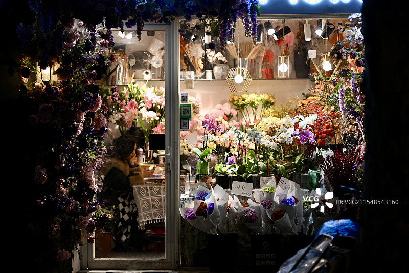 夜晚花店图片素材