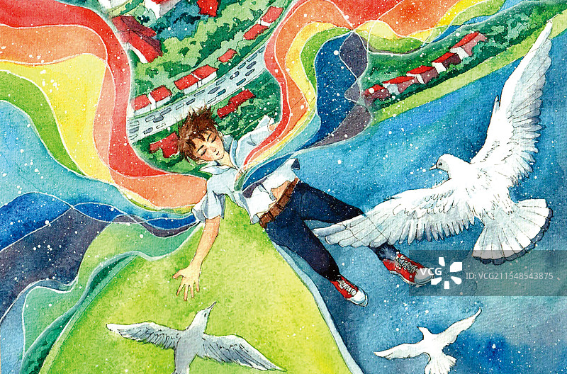 彩虹插画图片素材