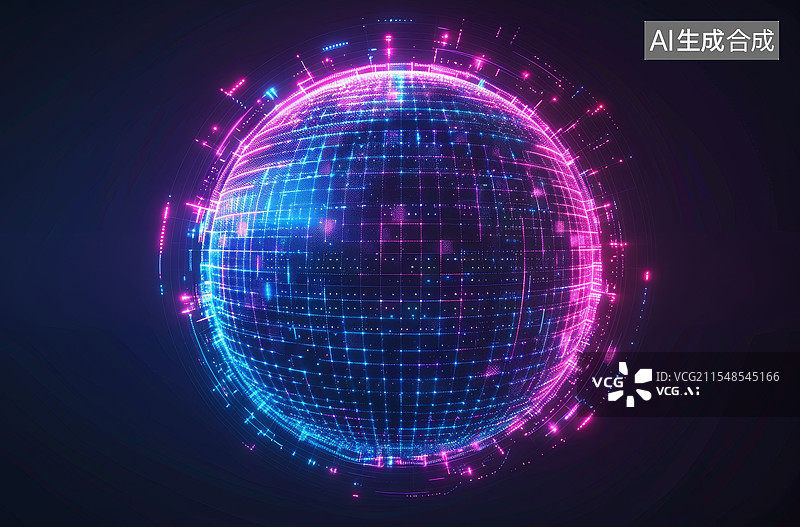 【AI数字艺术】科技概念点线组成的抽象地球图片素材