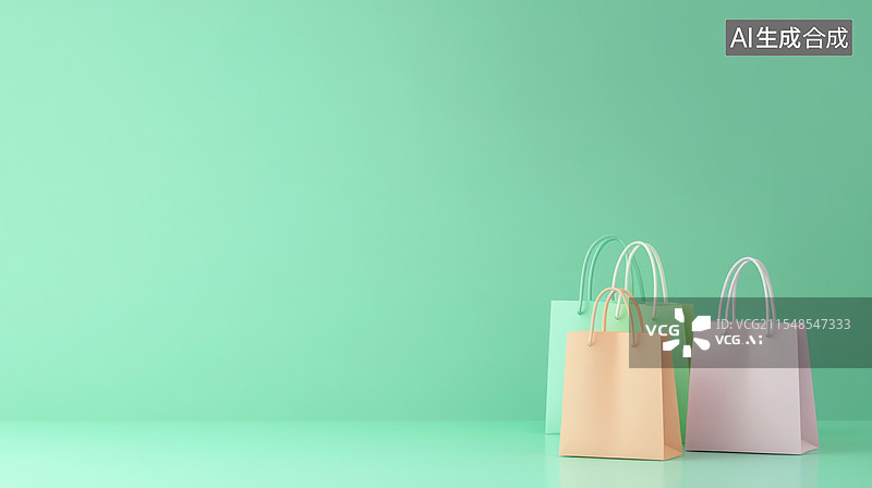 【AI数字艺术】彩色购物袋极简纯色背景图图片素材