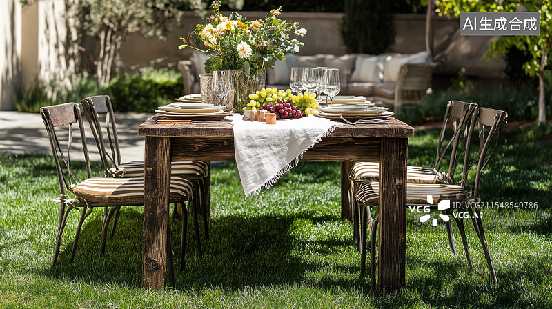 【AI数字艺术】私家花园户外野餐图片素材