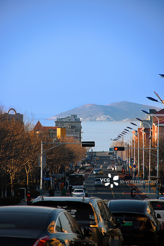 路的尽头是海图片素材