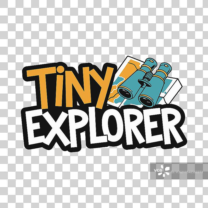 小探险家字母图案T恤设计与地图图片素材