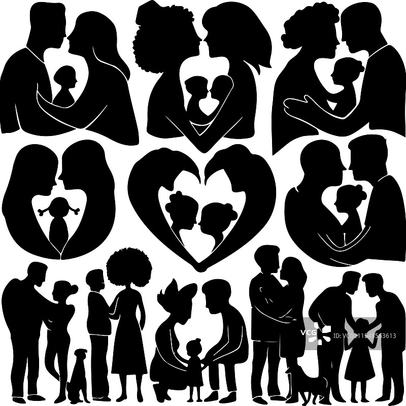 家庭剪影艺术图片素材