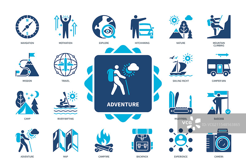 冒险实心图标集图片素材