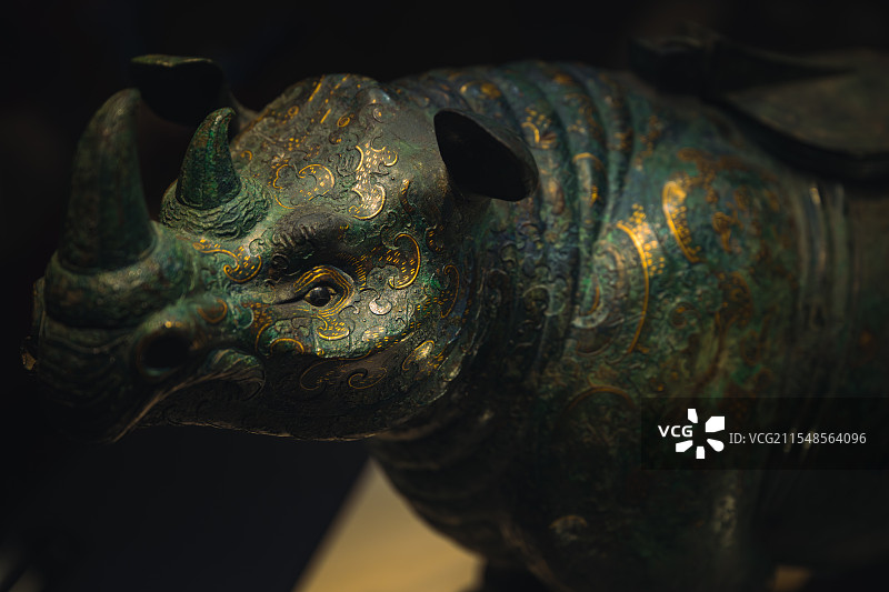 国博错金铜犀图片素材