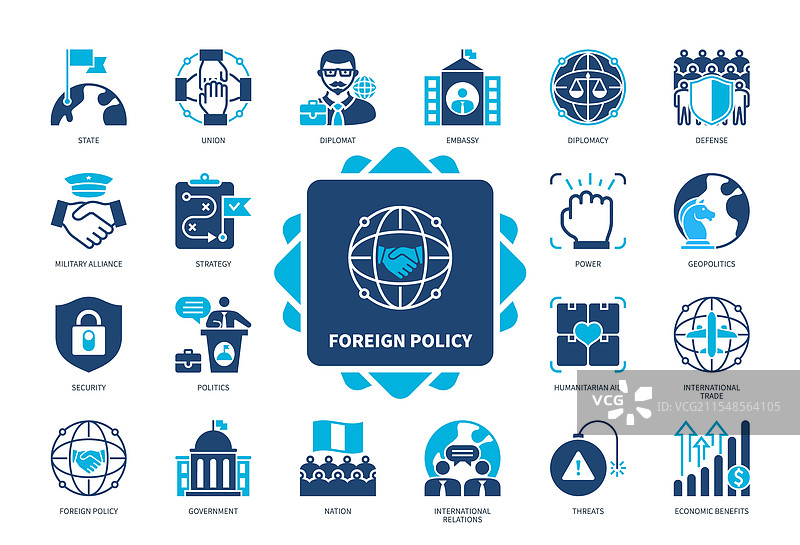 外交政策实心图标集图片素材