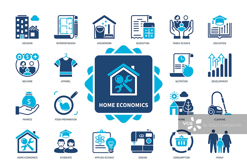 家庭经济学实心图标集图片素材