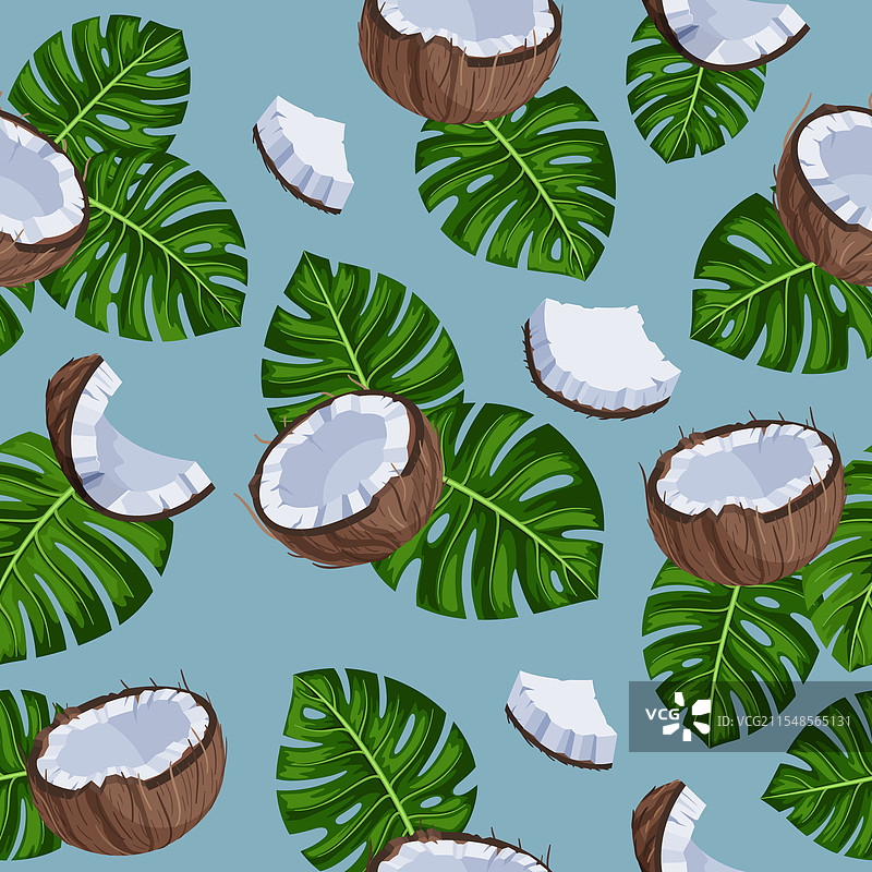 热带夏季椰子无缝图案图片素材
