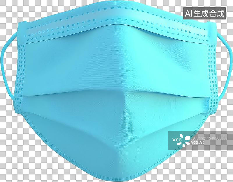 【AI数字艺术】一个3D卡通粘土风材质的蓝色医疗口罩图片素材