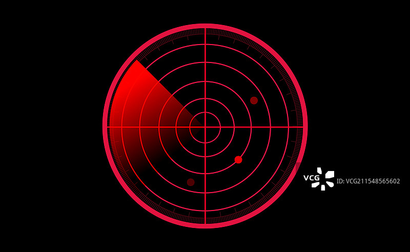 数字红色雷达与目标搜索监视器图片素材