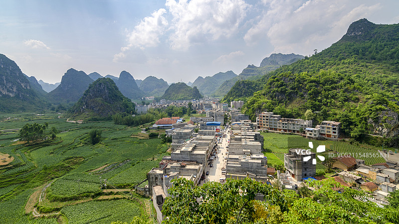 广西百色市喀斯特地貌山水田园风光图片素材