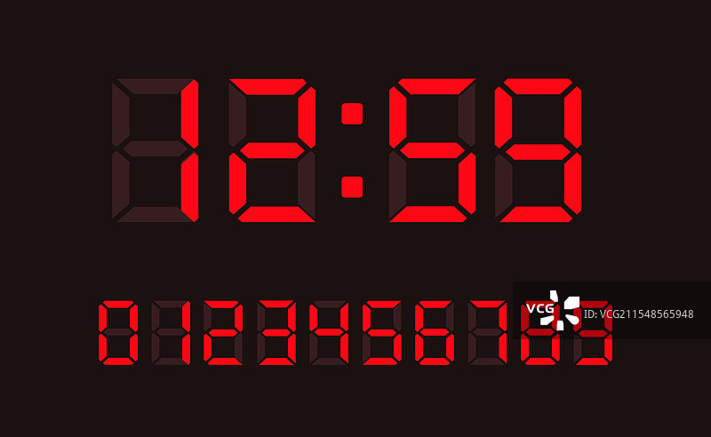 红色数字LED电子钟表显示器图片素材