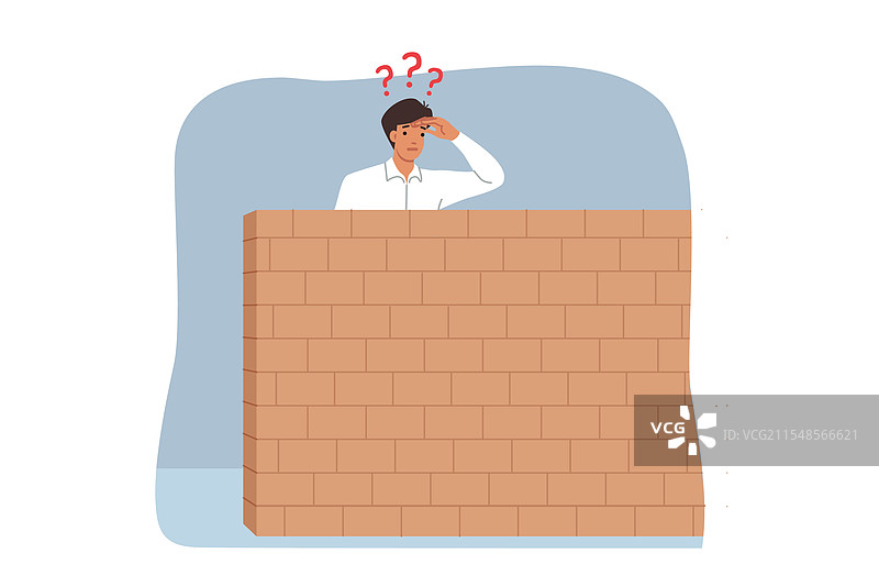 商人透过石头障碍物向后张望，寻找线索图片素材