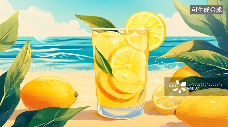 【AI数字艺术】橙汁饮料，夏天题材图片素材
