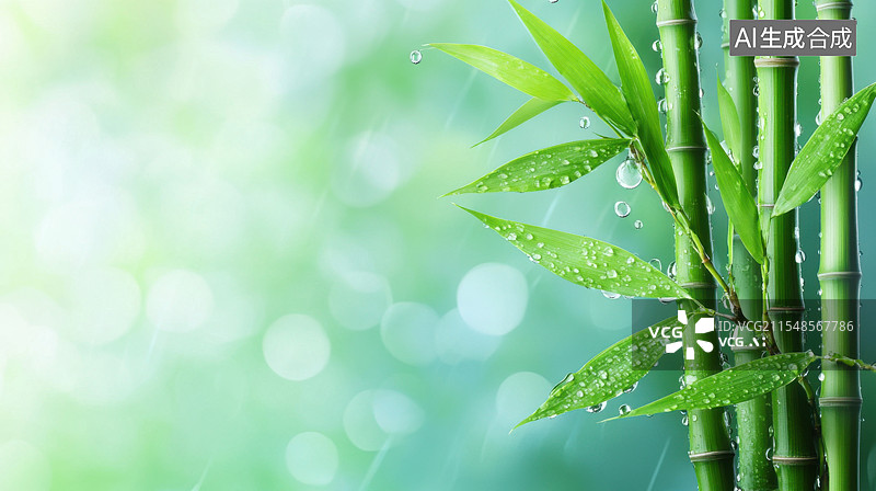 【AI数字艺术】竹林竹叶背景图片素材