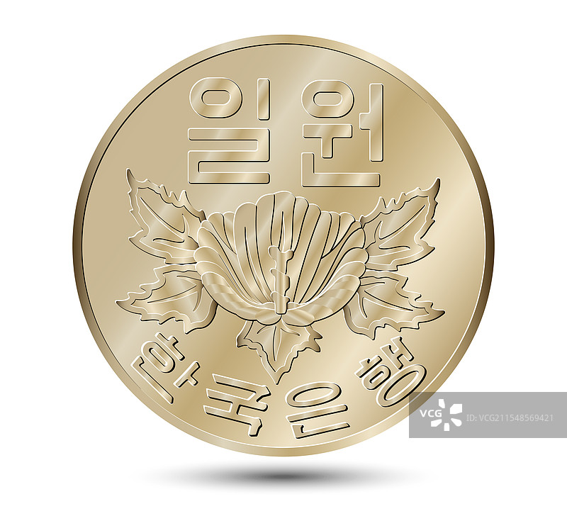 1967年韩国1元硬币正面图片素材
