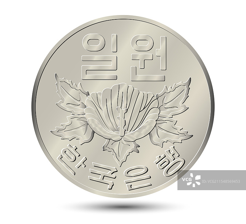 1969年韩国1元硬币正面图片素材
