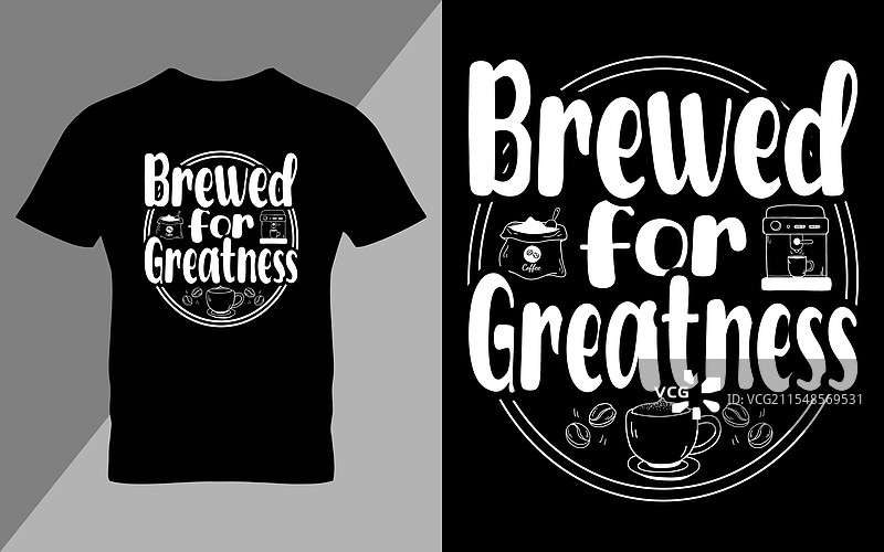 咖啡字母排版T恤设计图片素材