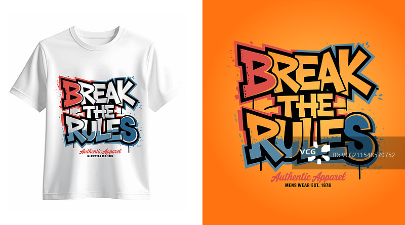 打破规则的涂鸦风格T恤设计图片素材