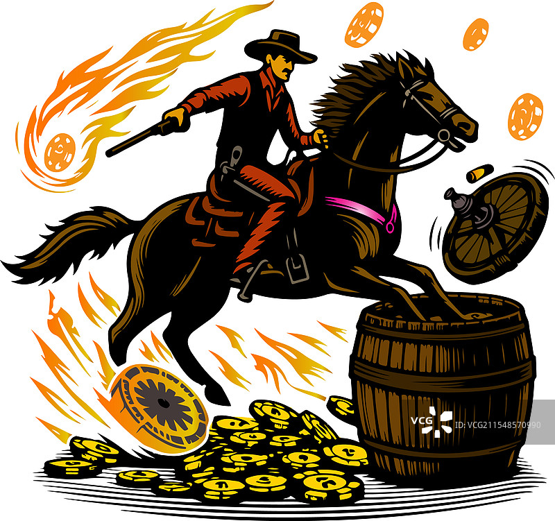 牛仔在竞技场上进行桶赛图片素材