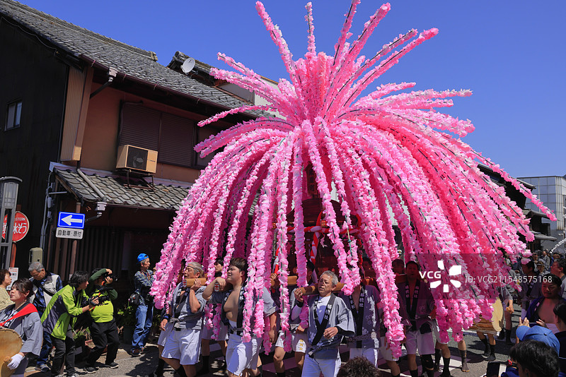 美浓节，花轿（可移动神社）美浓，岐阜县图片素材