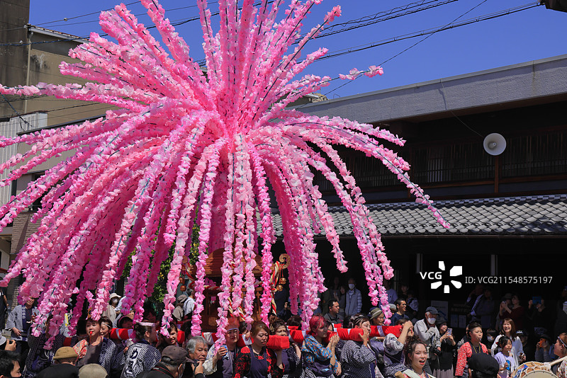 美浓节，花轿（可移动神社），岐阜县美浓图片素材