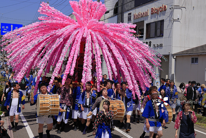 美浓节，花轿（可移动神社），岐阜县美浓图片素材