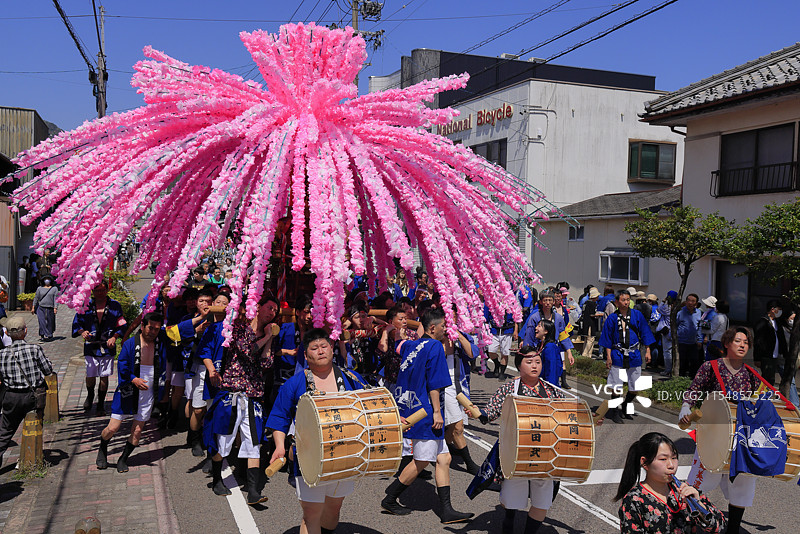 美浓节，花神轿（可移动神社），岐阜县美浓图片素材
