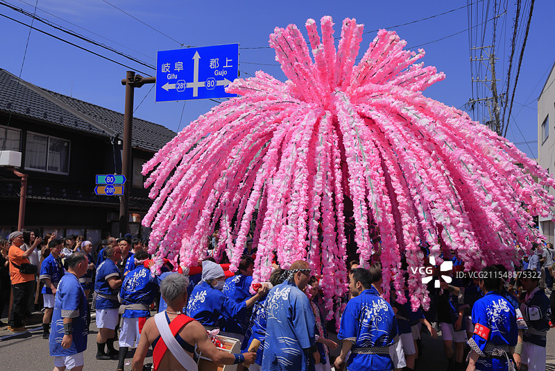 美浓节，花神轿（可移动神社），岐阜县美浓图片素材