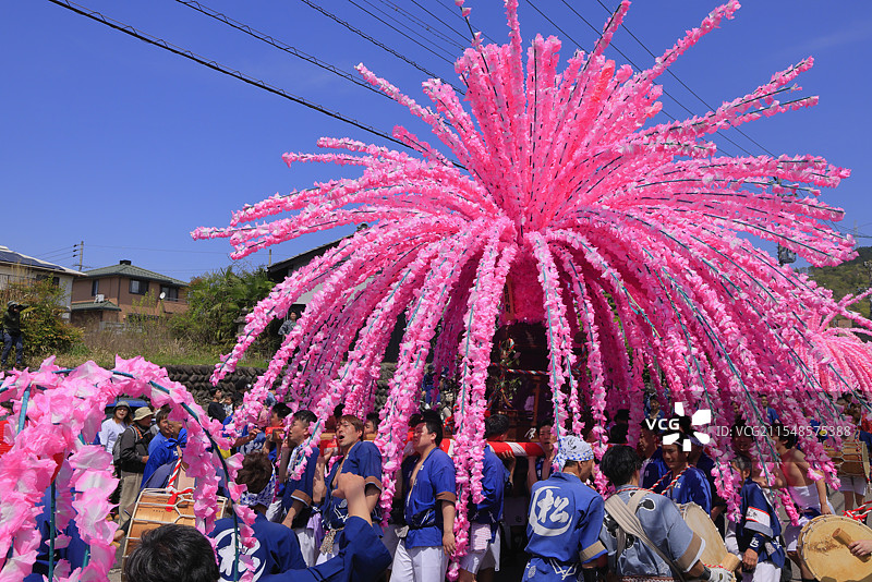 美浓节，花神轿（可移动神社），岐阜县美浓图片素材