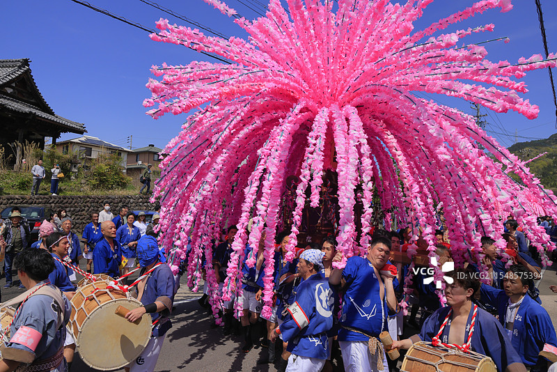 美浓节，花神轿（可移动神社），岐阜县美浓图片素材