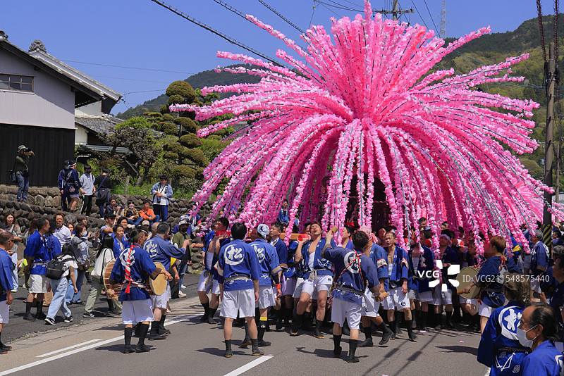 美浓节，花神轿（可移动神社），岐阜县美浓图片素材