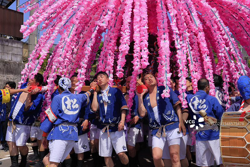 美浓节，花神轿（可移动神社），岐阜县美浓图片素材