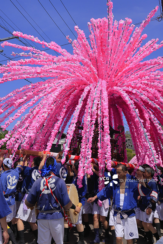 美浓节，花轿（可移动神社）美浓，岐阜县图片素材