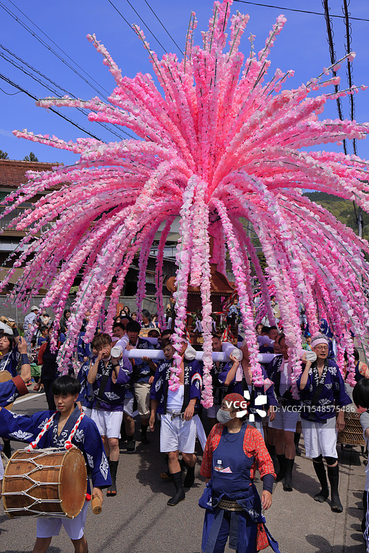 美浓节，花轿（可移动神社），岐阜县美浓图片素材