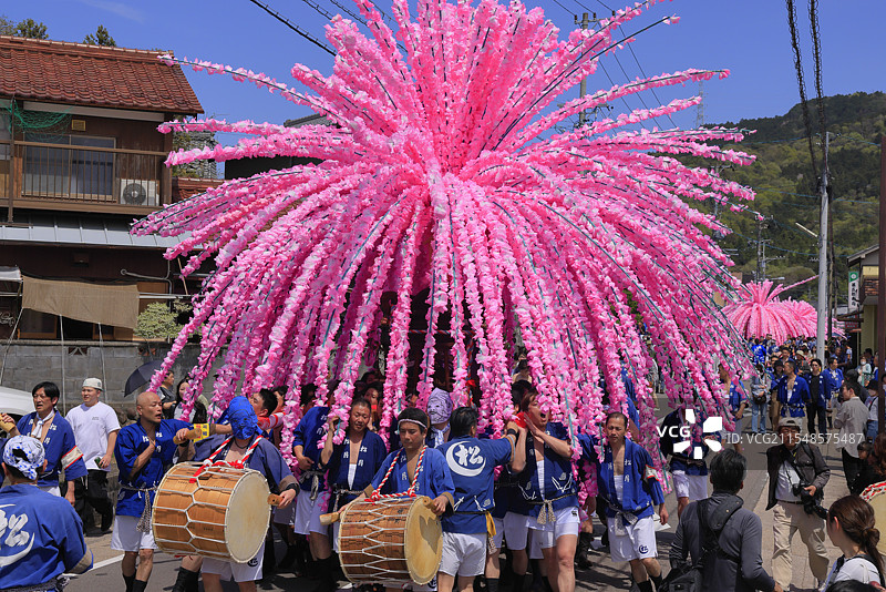 美浓节，花轿（可移动神社），岐阜县美浓图片素材