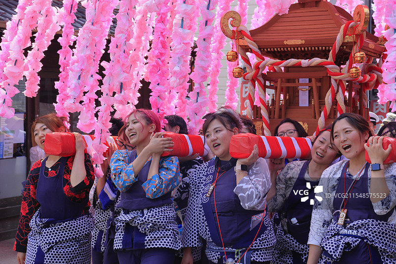 美浓节，花轿（可移动神社），岐阜县美浓图片素材