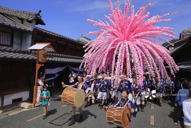 美浓节，花轿（可移动神社），岐阜县美浓图片素材