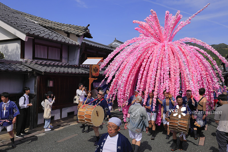 美浓节，花神轿（可移动神社），岐阜县美浓图片素材